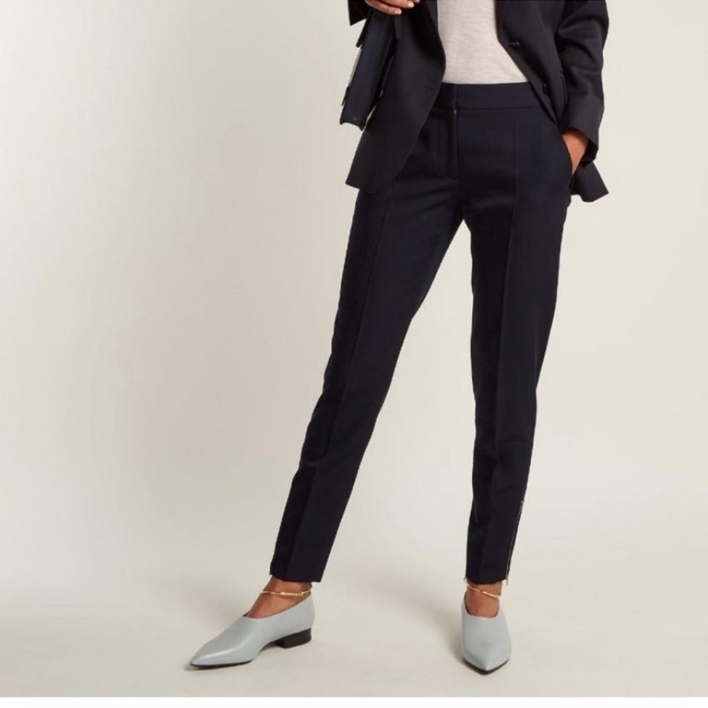 STELLA MCCARTNEY Zipped Ankle Wool Pants, Black, Size 9 (40)